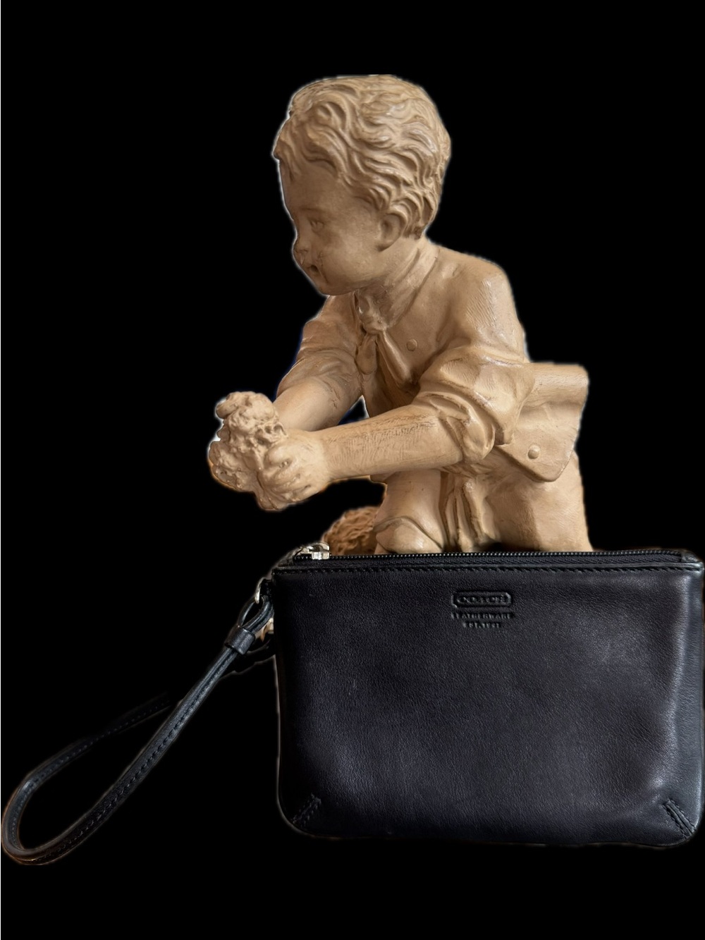 Coach Black Leather Wristlet